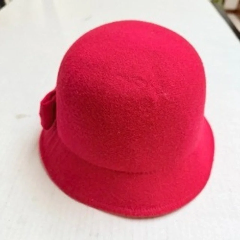 Janie and Jack Toddler Girl Red Wool Blend Cloche Bow Hat Size 2T 3T Holiday